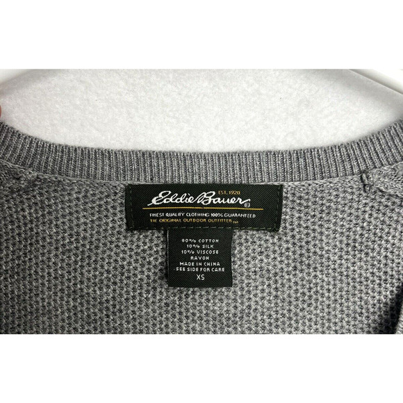 Eddie Bauer Popover Ribbed Knit Sweater Gray Short Sleeves Size XS Minimalist - Picture 7 of 12